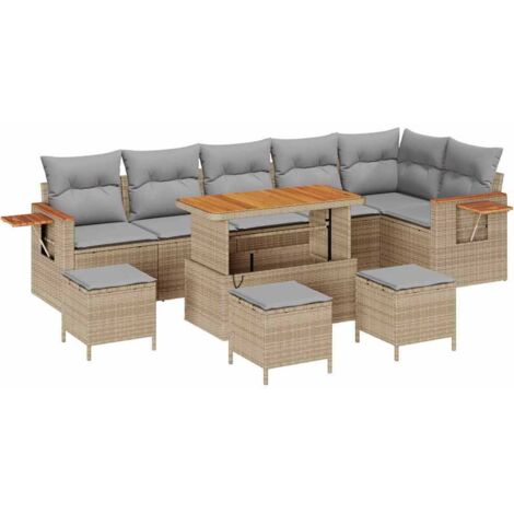 Ensemble de canapé de jardin avec coussin Beige Poly rotin vidaXL (1/5)