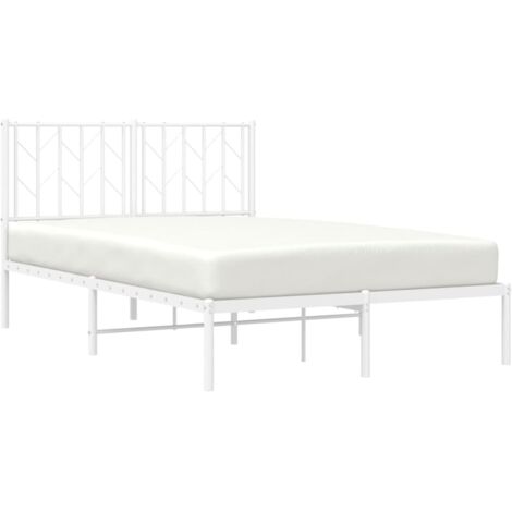 Cadre de lit métal sans matelas et tête de lit blanc 120x190 cm vidaXL (1/5)
