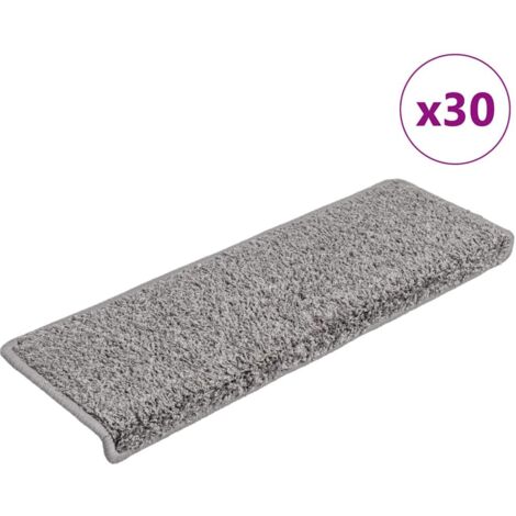 Tapis d'escalier 30 pièces 65 x 21 x 4 cm Gris Bord rectangulaire vidaXL
