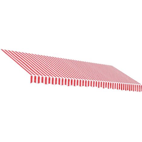 Tissu de remplacement pour auvent rayures rouges et blanches vidaXL