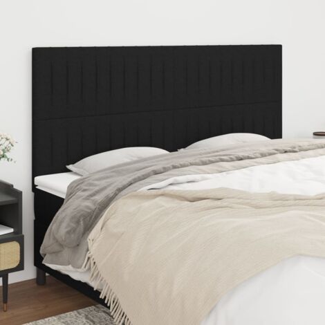 Tête de lit Noir 200x5x118/128 cm Tissu vidaXL (1/5)
