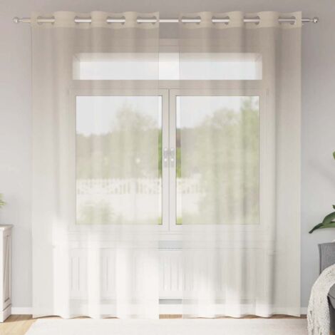 vidaXL Rideaux en voile avec œillets 2 pcs crème 140x225 cm