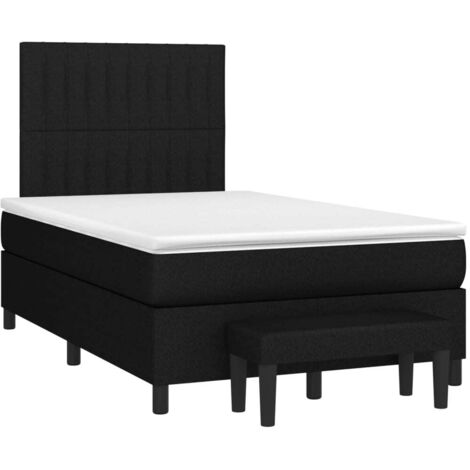 Sommier à lattes de lit avec matelas Noir 120x200 cm Tissu vidaXL (1/5)
