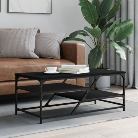 Vidaxl – Table basse fixe noire 100x49x40 cm – Bois d'ingénierie durable – Design moderne pour salon – Grand espace de rangement (1/5)