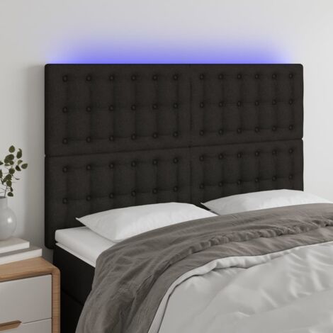 Tête de lit à LED Noir 144x5x118/128 cm Tissu vidaXL