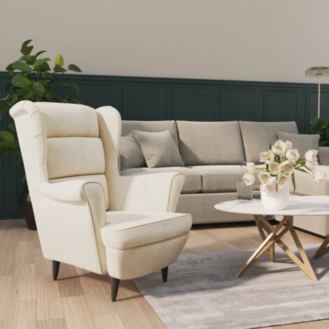 Vidaxl – Fauteuil club en velours blanc crème – Dimensions 81x90x96,5 cm – Dossier rembourré pour confort optimal – Pour salon ou chambre