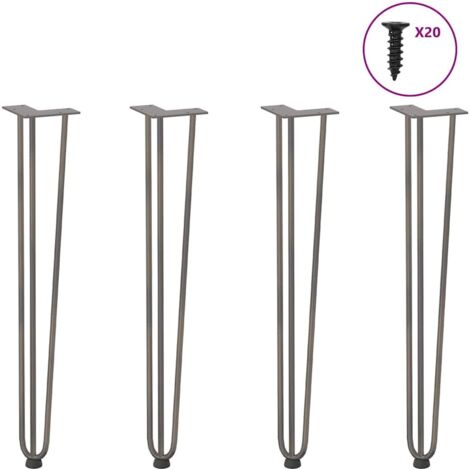 Pieds en épingle à cheveux pour consoles, lot de 4, acier naturel, 72 cm, acier massif vidaXL