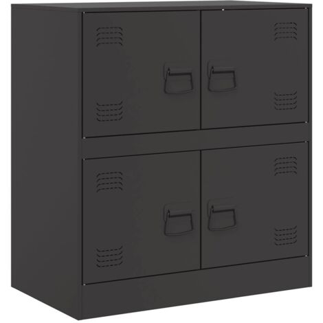 Vidaxl – Buffet noir 67x39x73 cm en acier laminé à froid – 4 compartiments avec portes – Capacité de charge 70 kg – Design moderne et fonctionnel (1/5)