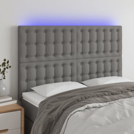 Tête de lit à LED Gris foncé 144x5x118/128 cm Tissu vidaXL