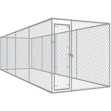 Vidaxl – Chenil d'extérieur pour chiens 760x192x185 cm – Acier galvanisé robuste – Système de verrouillage à loquet – Ventilation optimale