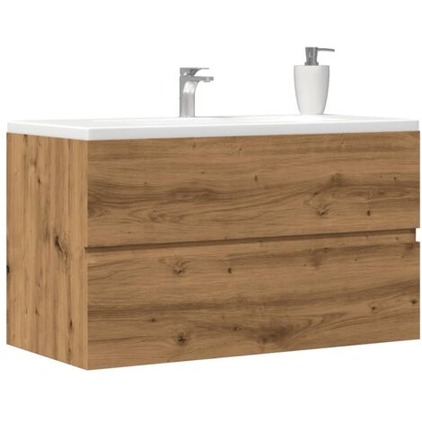 Vidaxl – Armoire d'évier chêne artisanal 90x38,5x45 cm – Bois d'ingénierie résistant à l'humidité – Rangement optimisé sous lavabo