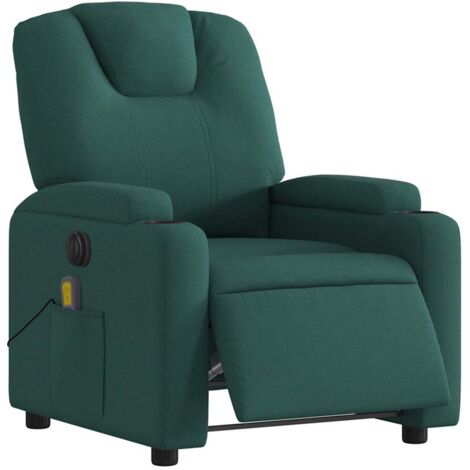 vidaXL Fauteuil de massage inclinable électrique Vert foncé Tissu