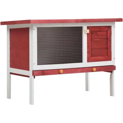 Clapier Cage à lapins Extérieur Intérieur, Enclos pour lapins petits animaux 1 niveau Rouge Bois vidaXL