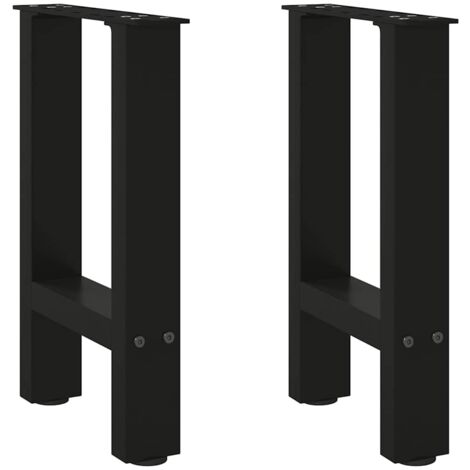 Vidaxl – Pieds de table basse carrés 2 pièces 28 x (42-43) cm – Acier enduit de poudre – Niveleurs réglables pour sols irréguliers