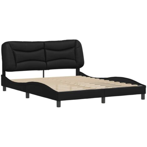 Cadre de lit sans matelas Hvar noir 160x200 cm similicuir vidaXL (1/5)