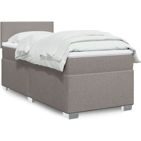 vidaXL Sommier à lattes de lit avec matelas Taupe 100x200 cm Tissu (1/5)