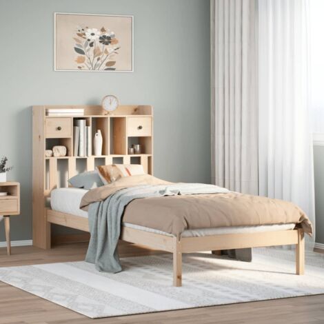 Lit bibliothèque sans matelas 90x190 cm bois de pin massif vidaXL (1/5)