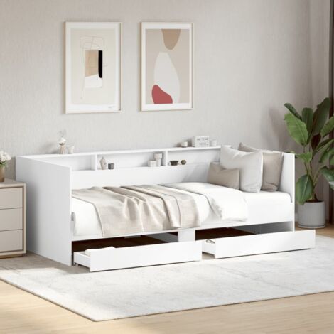 Vidaxl – Lit de jour avec tiroirs – Dimensions 75x190 cm – Structure en bois d'ingénierie – Hauteur libre 18,5 cm – Tiroirs 88,5x31,5 cm