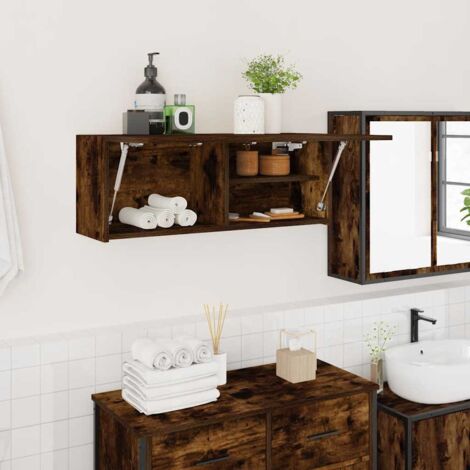 Armoire murale de bain chêne fumé 80x25x30 cm bois d'ingénierie vidaXL
