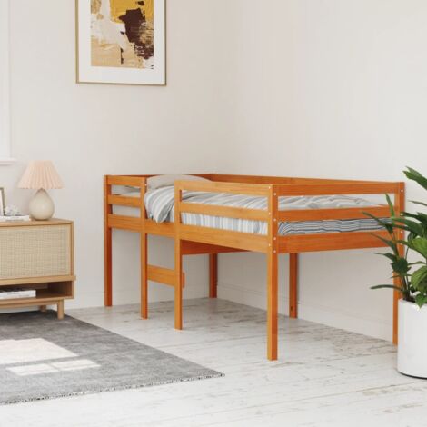 Lit haut sans matelas cire marron 90x190 cm bois massif vidaXL