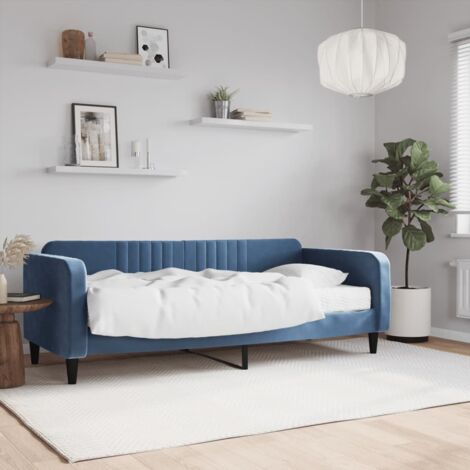 Lit de jour avec matelas bleu 90x200 cm velours vidaXL