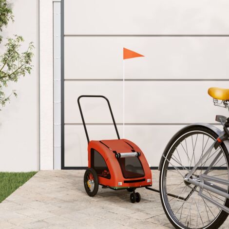 Remorque de vélo pour animaux de compagnie orange et gris vidaXL