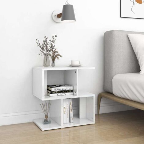 Lot de 2 Tables de Chevet Style Moderne Table de Nuit Blanc brillant 50x30x51,5 cm Aggloméré vidaXL