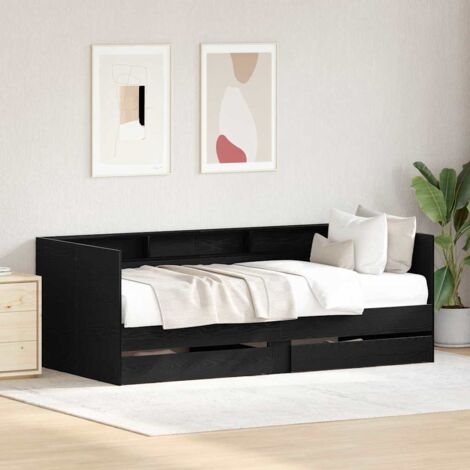 Lit d'appoint Chêne noir 75 x 190 cm Bois d'ingénierie vidaXL