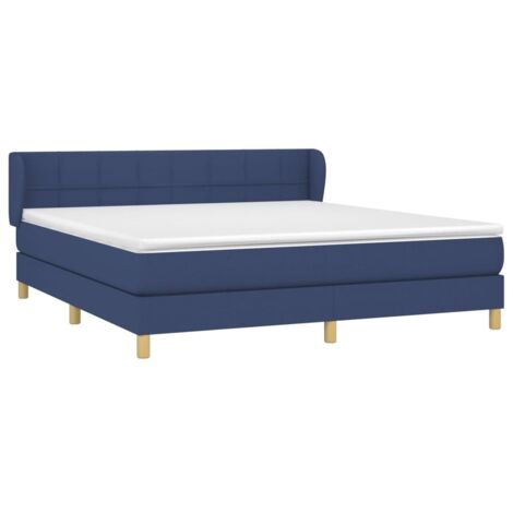Sommier à lattes de lit avec matelas Bleu 160x200 cm Tissu vidaXL (1/5)