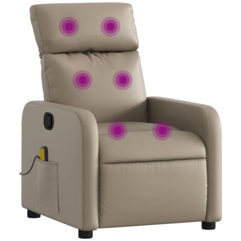 Fauteuil de massage inclinable Cappuccino Similicuir vidaXL