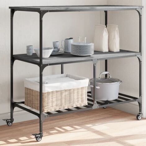 vidaXL Chariot de cuisine sonoma gris 100x50x95 cm bois (1/5)