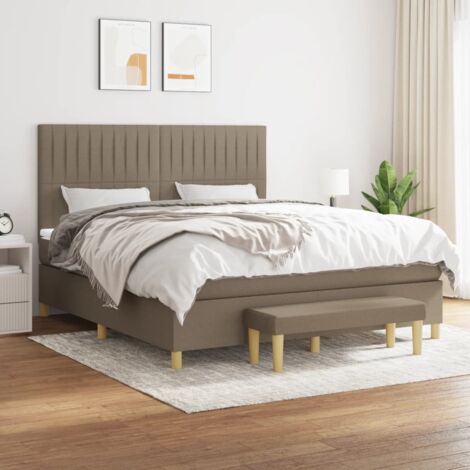 vidaXL Sommier à lattes de lit avec matelas Taupe 160x200 cm Tissu (1/5)