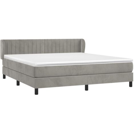 Sommier à lattes de lit et matelas Gris clair 160x200cm Velours vidaXL (1/5)