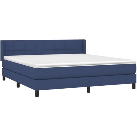 Sommier à lattes de lit avec matelas Bleu 160x200 cm Tissu (1/5)