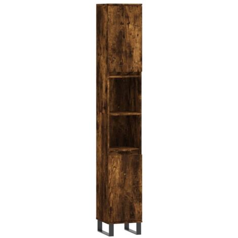 Armoire de bain chêne fumé 30x30x190 cm bois d'ingénierie vidaXL (1/5)