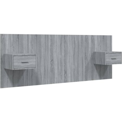 Vidaxl – Tête de lit avec armoires sonoma gris – Bois d'ingénierie – Dimensions tête de lit 120 x 1,5 x 80 cm – Tables de chevet flottantes