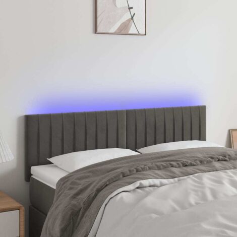 Tête de lit à LED Gris foncé 144x5x78/88 cm Velours vidaXL
