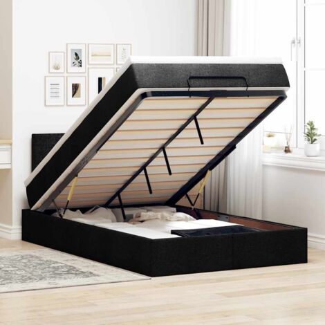 vidaXL Lit ottoman avec matelas noir 120x190 cm tissu (1/5)