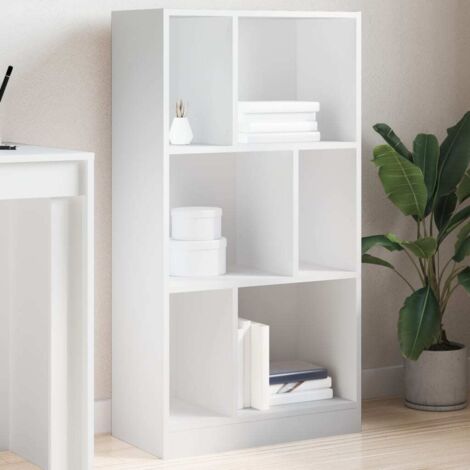 Vidaxl – Bibliothèque blanche 57x28,5x107,5 cm en bois d'ingénierie – 6 compartiments – Capacité de charge 90 kg – Pour rangement organisé (1/5)