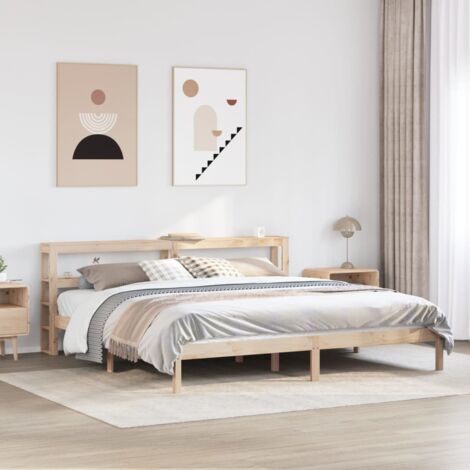 vidaXL Cadre de lit sans matelas 200x200 cm bois massif de pin (1/5)