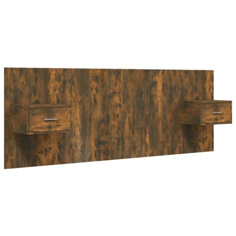 Vidaxl – Tête de lit avec armoires – Chêne fumé – Bois d'ingénierie – Dimensions tête de lit 120x80cm – Tables de chevet flottantes