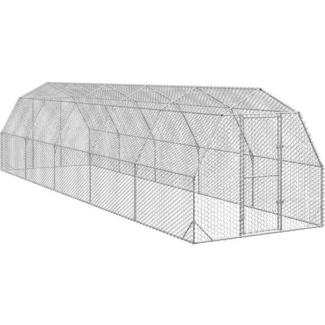 vidaXL Poulailler 2,5x10x2,25 m acier galvanisé