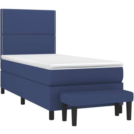 Sommier à lattes de lit avec matelas Bleu 90x190 cm Tissu vidaXL (1/5)