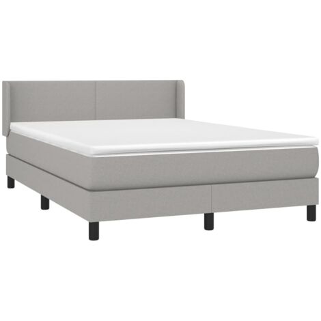 Sommier à lattes de lit avec matelas Gris clair 140x200cm Tissu vidaXL (1/5)