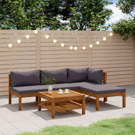 Salon de jardin 5 pcs avec coussin Bois d'acacia solide vidaXL