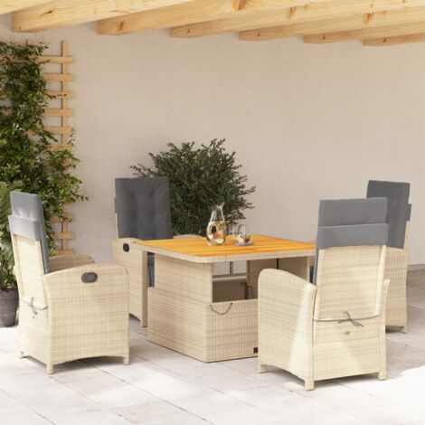 vidaXL Ensemble à manger de jardin avec coussins 5pcs Beige poly rotin (1/5)