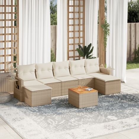 Salon de jardin avec coussins 8 pcs beige résine tressée vidaXL (1/3)