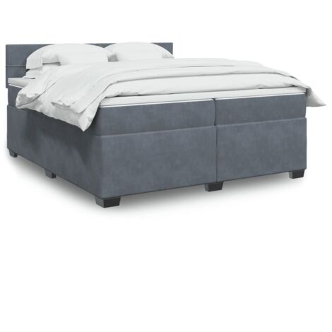 vidaXL Sommier à lattes de lit et matelas Gris foncé 200x200cm Velours