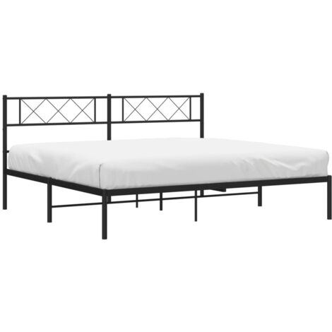 Cadre de lit métal sans matelas et tête de lit noir 180x200 cm vidaXL (1/5)