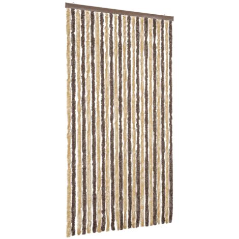 Rideau anti-mouches marron foncé et beige 100x220 cm chenille vidaXL (1/5)